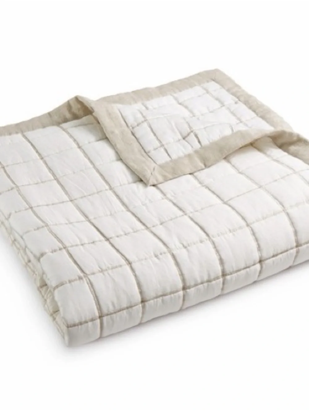Macy‘s Hotel Collection Waffle Weave Queen Quilted quilt Linen Cotton White